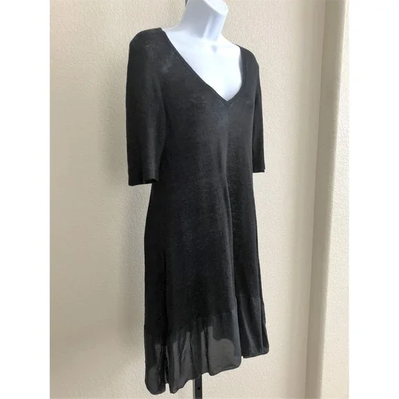 Eileen Fisher SMALL Black Ruffle Dress Eileen Fisher SMALL Black Ruffle Dress